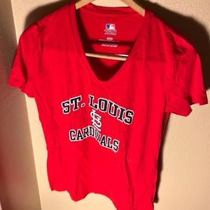 MLB Women’s St Louis Cardinals V Neck Tee  Color Red Size Small